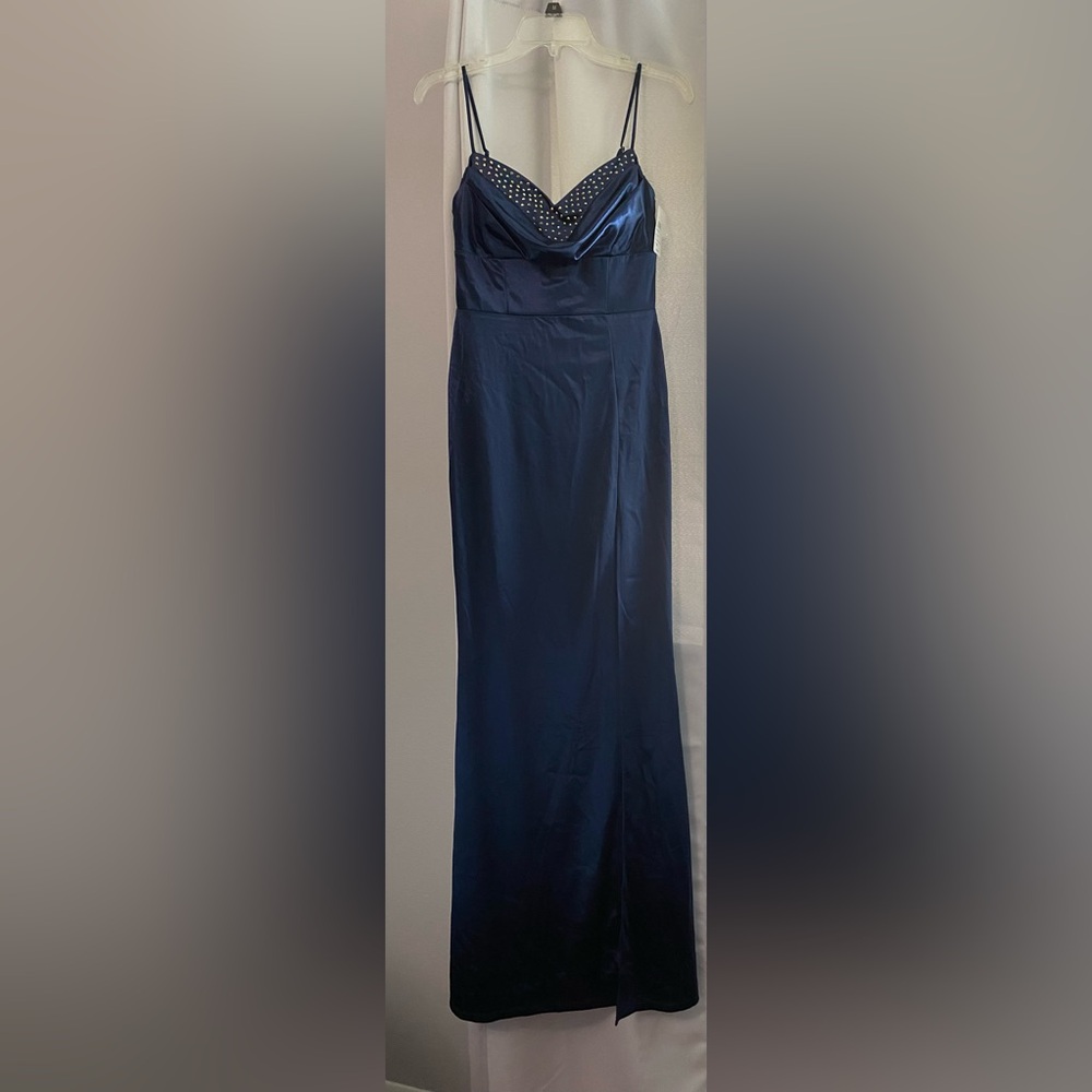 Windsor Clara Rhinestone Detail Satin Mermaid Dress